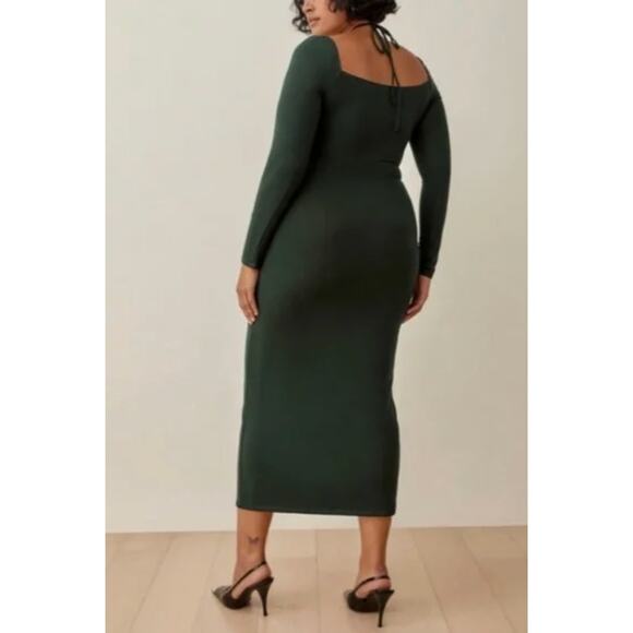 Reformation Dress Small Alexei Knit Cut Out Green Midi Bodycon Party Date Night - Picture 4 of 13